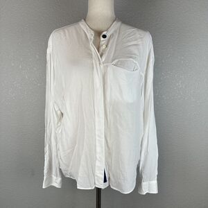 North Sails Womens Lightweight Button Up Blouse Top Sz Medium White Long Sleeve